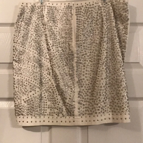 White House Black Market sequin and stud Mini ivory white 14 - Picture 3 of 5